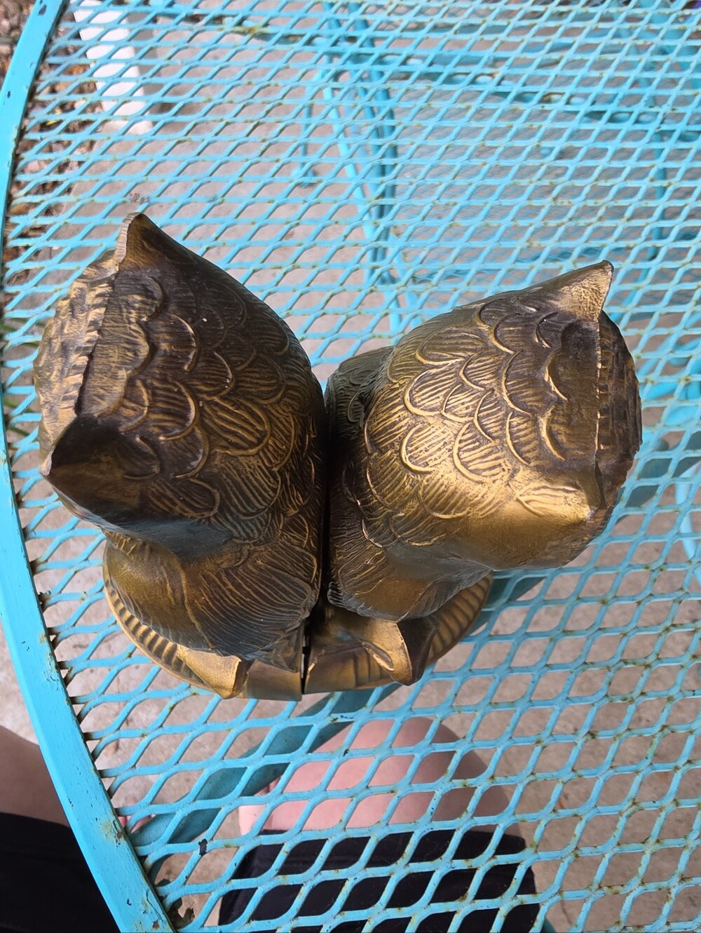 VINTAGE BRASS OWL PATINA 8" BOOKENDS 1974 SCC CAST METAL - Picture 5 of 6